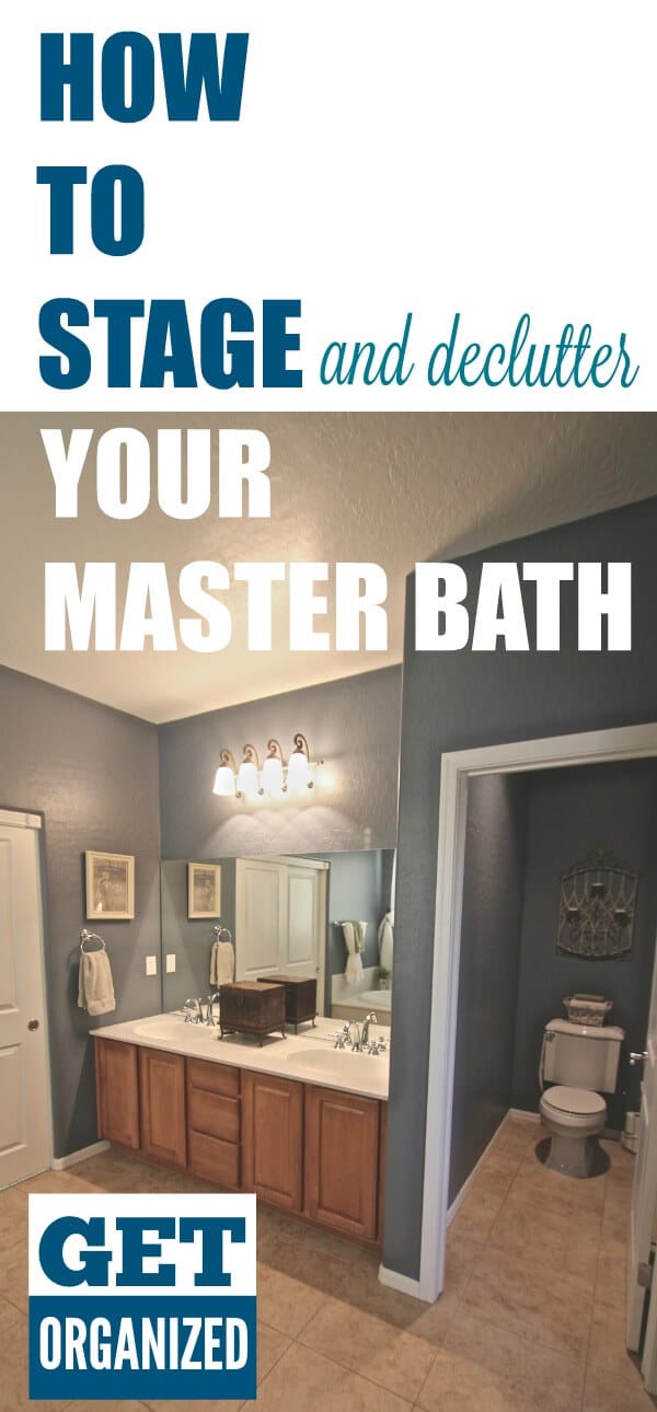 Decluttering a Master Bath. One day of simple organization can help to make your master bath less cluttered and more organized. Perfect for staging a Master Bath to sell!