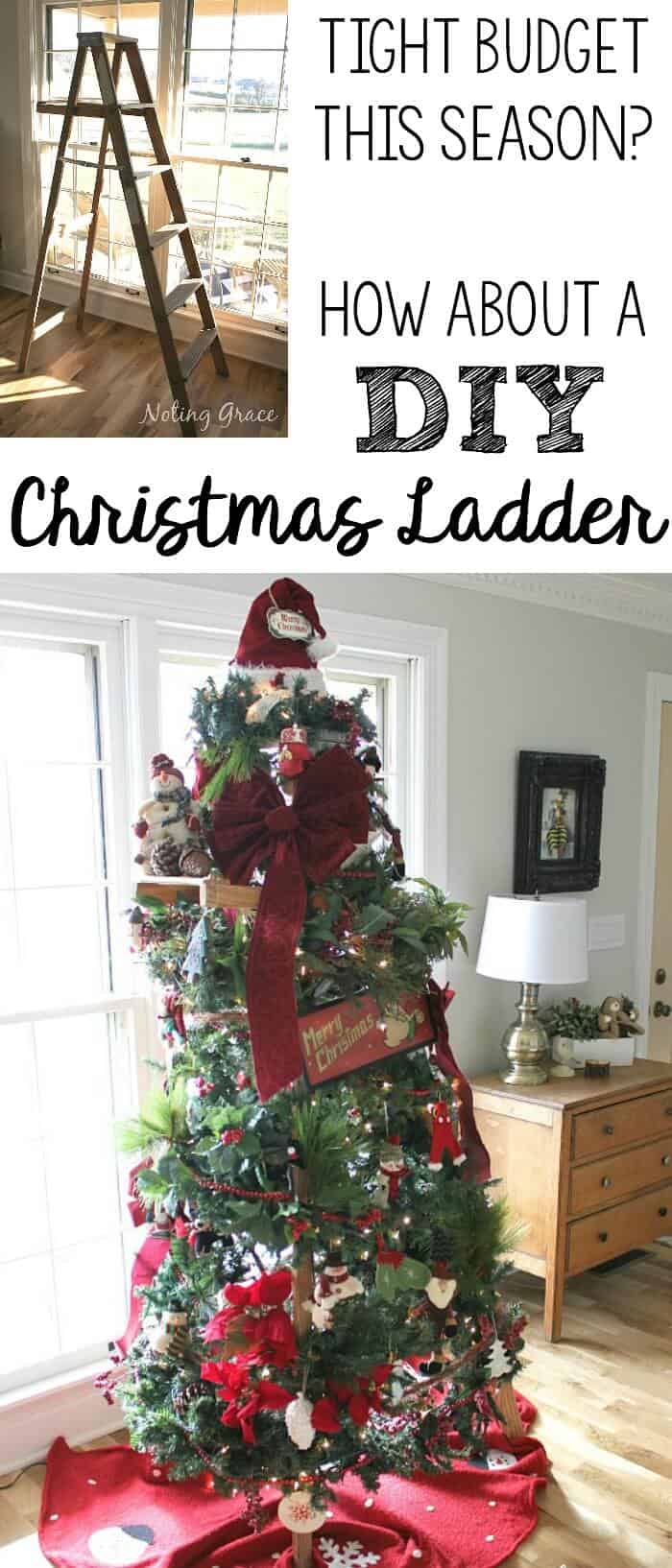 Tight budget this holiday season? How about a DIY Christmas Tree Ladder? When we didn't have a budget left for a tree, I had to get creative. This was my solution!