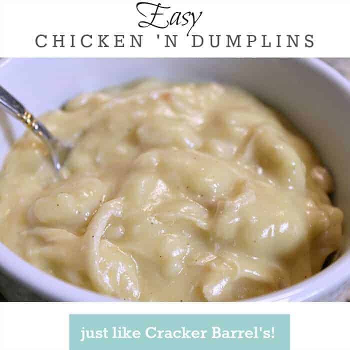 Easy Chicken and Dumplins recipe - just like Cracker Barrel's! This is a simple and filling dish your whole family will love!