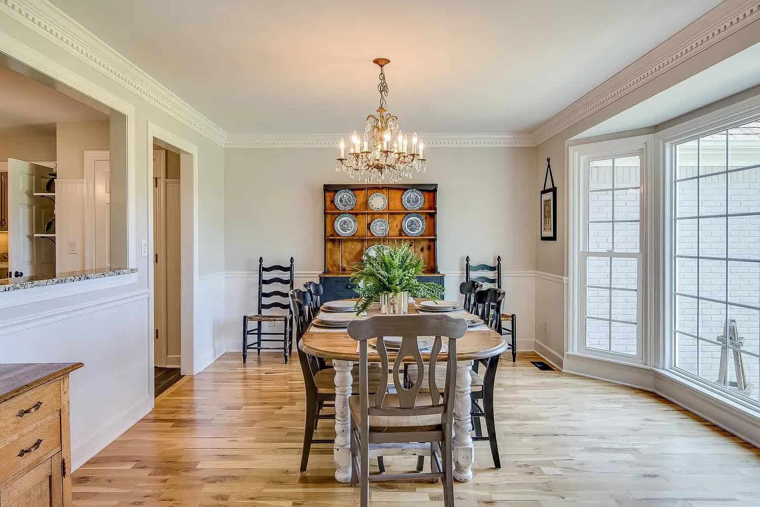 dining room with a pass through to the kitchen
