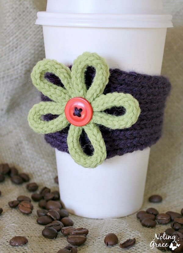 This Knit Coffee Cozy is a great custom gift you make for any friend, teacher or loved one!