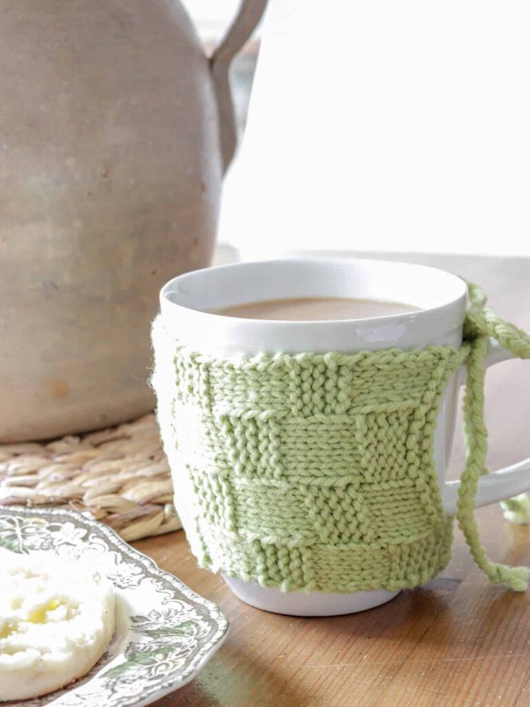 Basketweave Knit Coffee Cozy