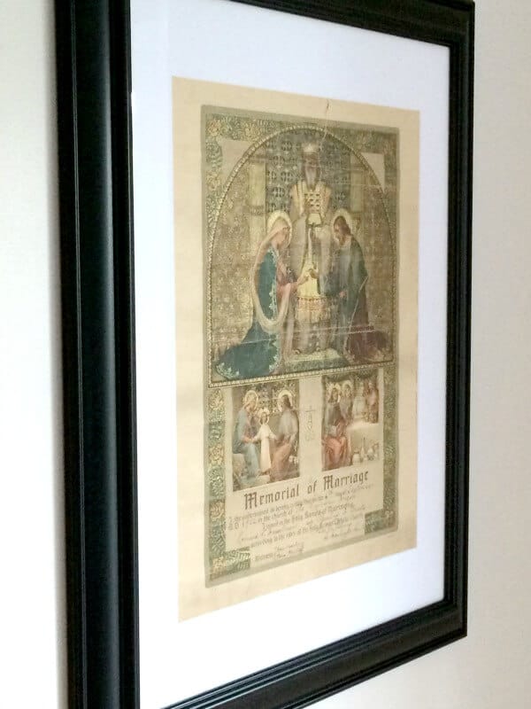 Vintage Wall Art - this vintage marriage license looks lovely