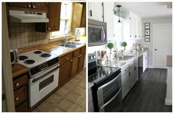 Our DIY Flooring only took 3 days and $400 to completely transform our kitchen with groutable Luxury Vinyl Tile.