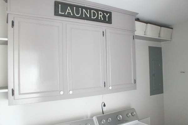 ORC: Vintage Inspired Laundry Room Makeover Week 2 Painting laundry cabinets