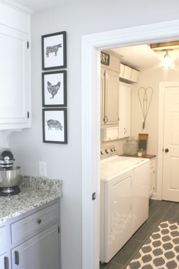 These homeowners transformed their dated laundry room into a gorgeous, vintage inspired laundry room! I love the drying rack!