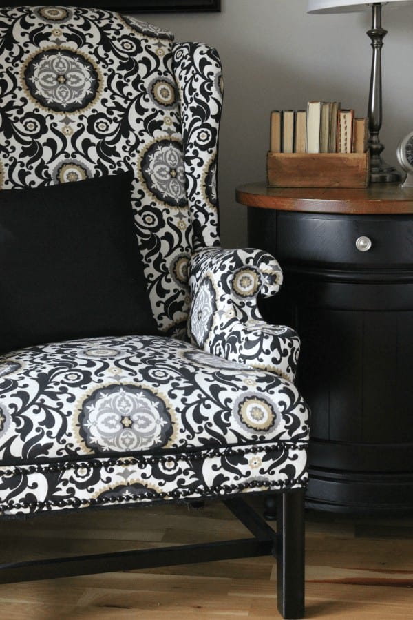 A no sew method to reupholstering a wingback chair: How I turned a free, but ugly chair into a showpiece!