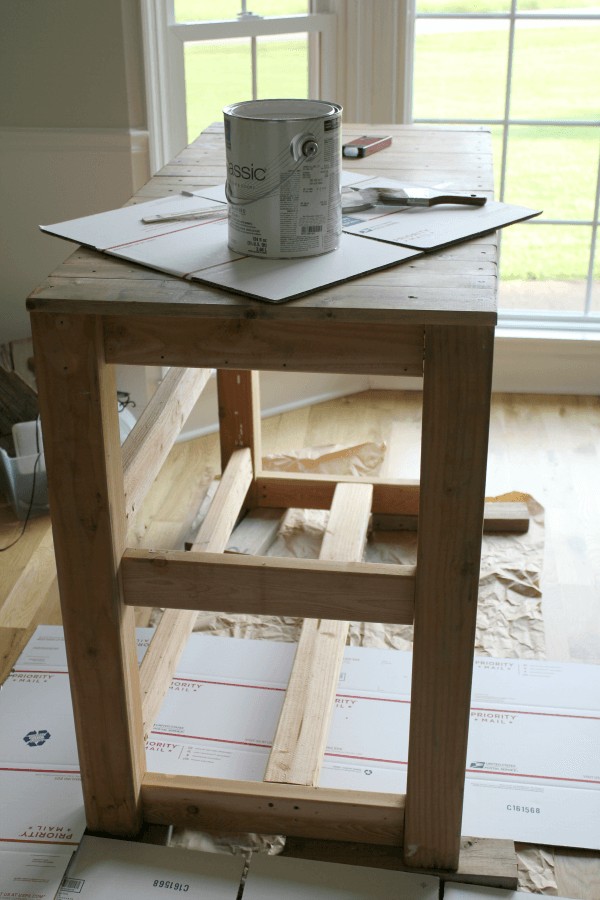 DIY Farmhouse Kitchen Island - how to make an affordable kitchen island for your home.