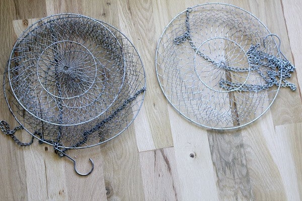 DIY Chandelier: This blogger takes an ordinary mesh basket and turns it into something stunning!