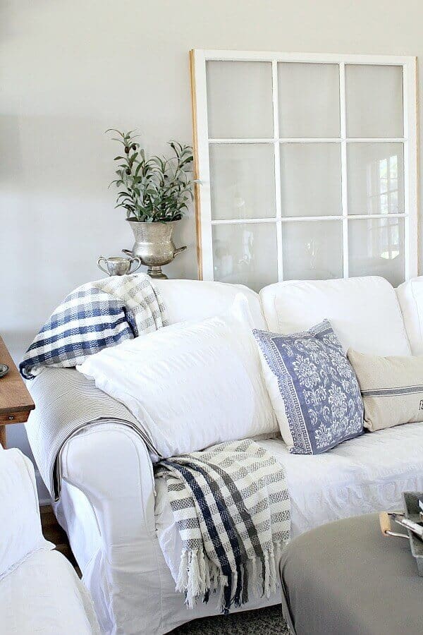 How do you keep your couches white with messy boys in your house? Answering my most commonly asked question on the blog, revealing my secret to keeping it looking fresh, plus tips to help you extend the time between washing. #ad Disclosure: This shop has been compensated by Collective Bias, Inc. and its advertiser Scotchgard™ Fabric and Upholstery Protector. All opinions are mine alone. #worryfreemessfree #CollectiveBias