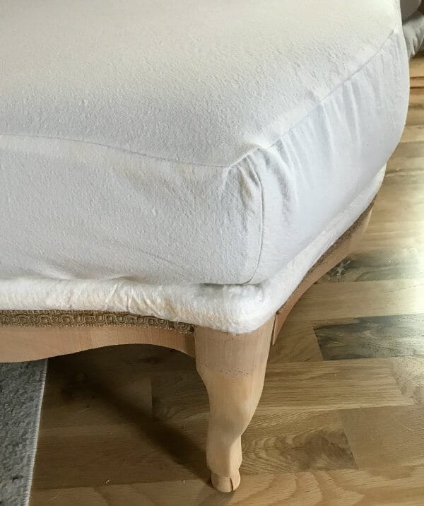 After finding a gorgeous Bergere Chair on a buy, sale, trade group for $50, Jen @ Noting Grace creates a Dropcloth Recovered Deconstructed Chair and Ottoman of her dreams!