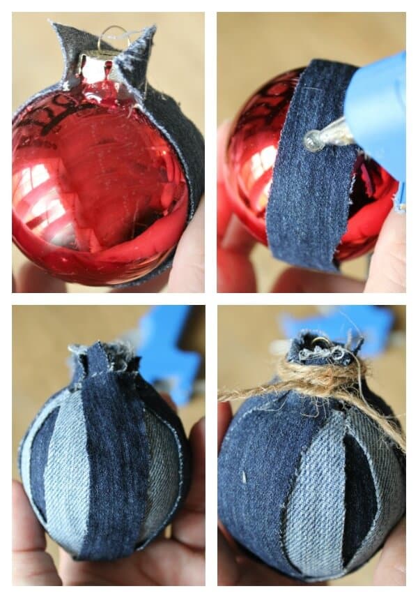 how to make diy denim covered ornaments