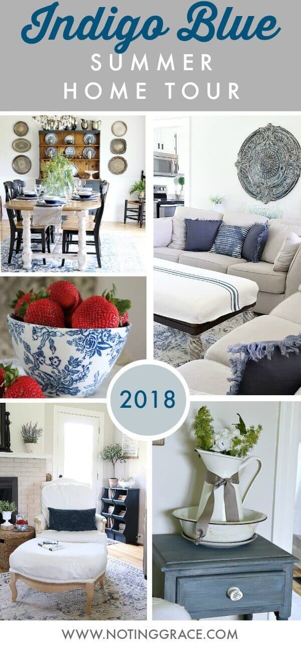 Decorating with your favorite color can add a new appreciation for your home. Join along with me for my Indigo Blue Summer Home Tour. #Bluehomedecor #indigoblue