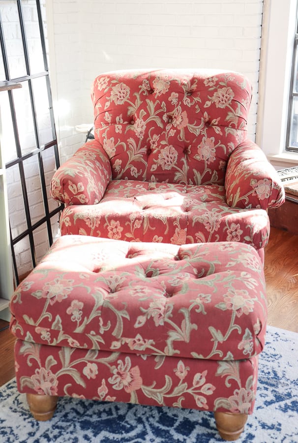 Red oversized deals chair and ottoman