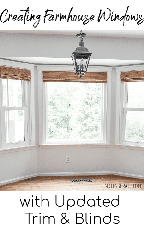 Creating Farmhouse Windows with Updated Trim and Blinds - you can update the look of your home with farmhouse flair for just a few hours and less than $200!