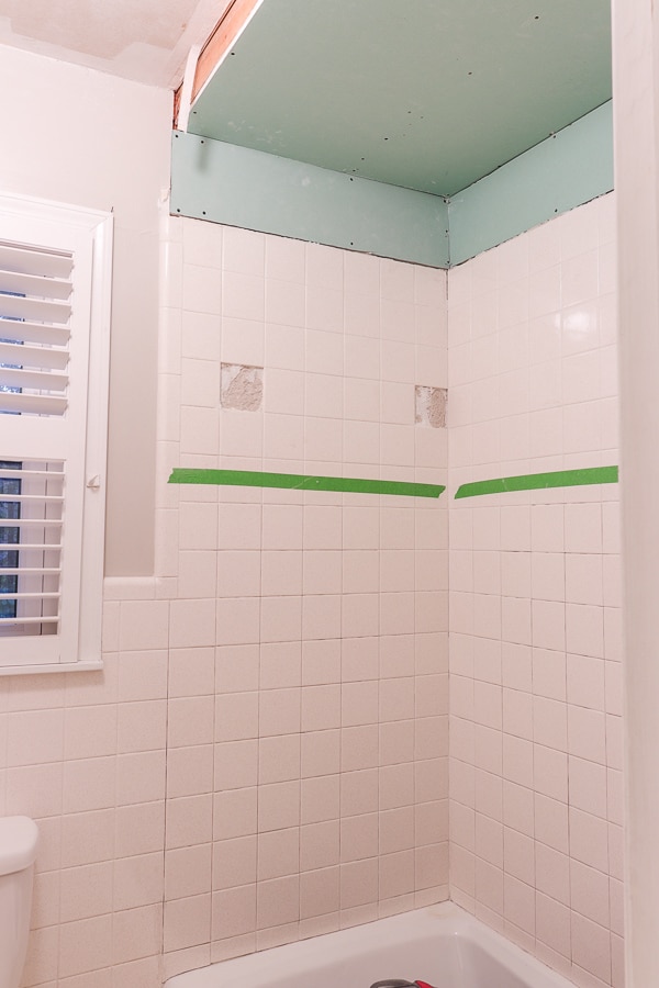 Shower Renovation Raising A Low Ceiling, How To Reach Ceiling Above Bathtub