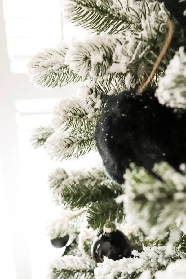 Casual Black White and Green Christmas Tablescape Fur Ornament
