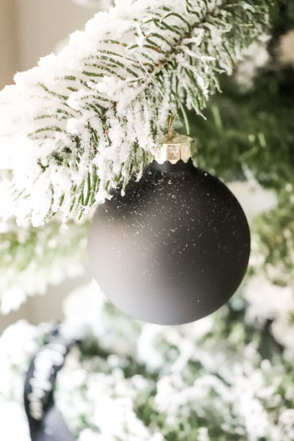Casual Black White and Green Christmas Tablescape Matte Ornament