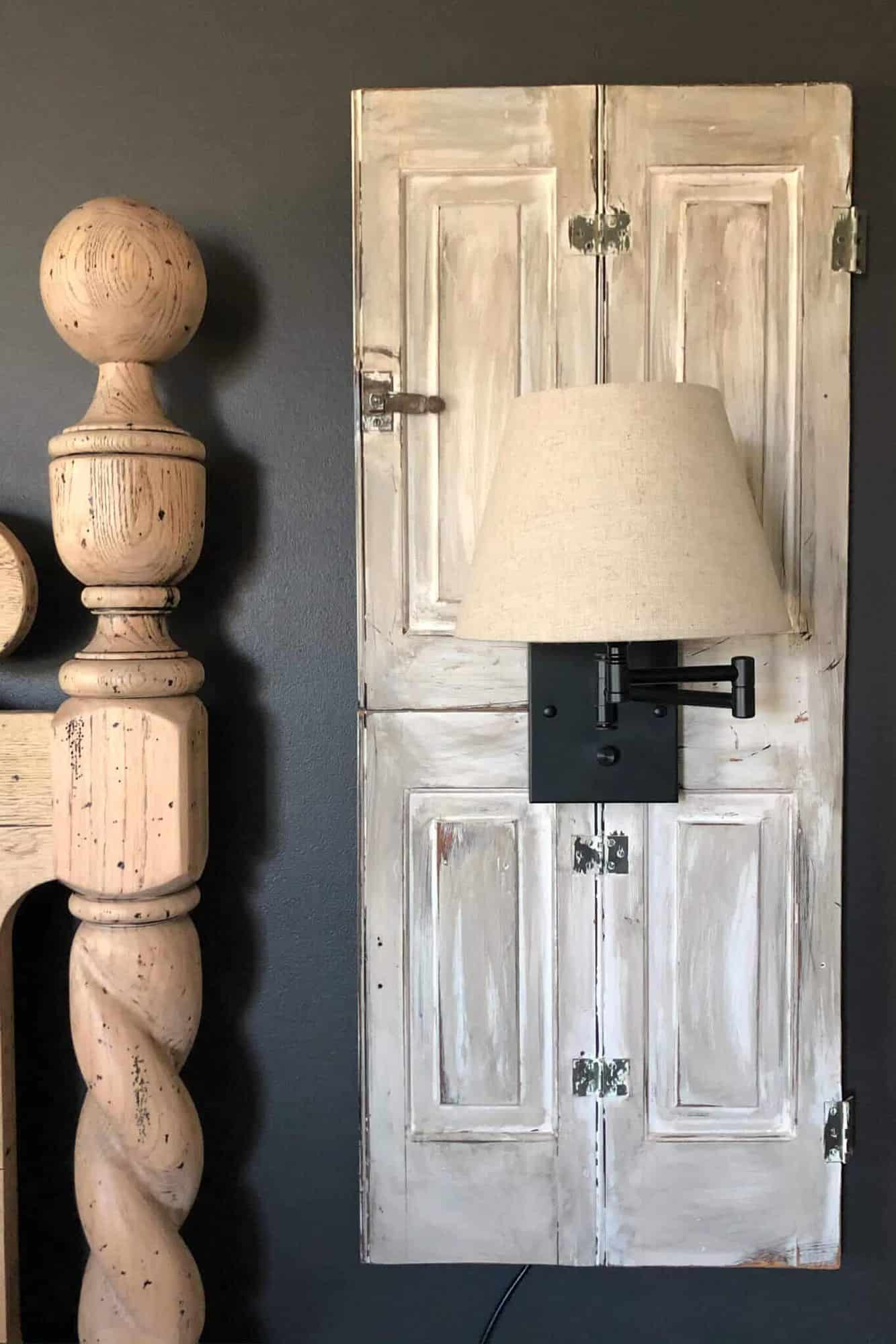 old shutter turned into a wall sconce