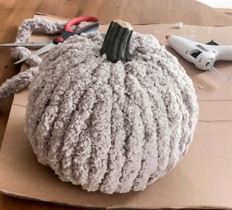 Easy DIY Chunky Knit Yarn Covered Pumpkins to Make Noting Grace