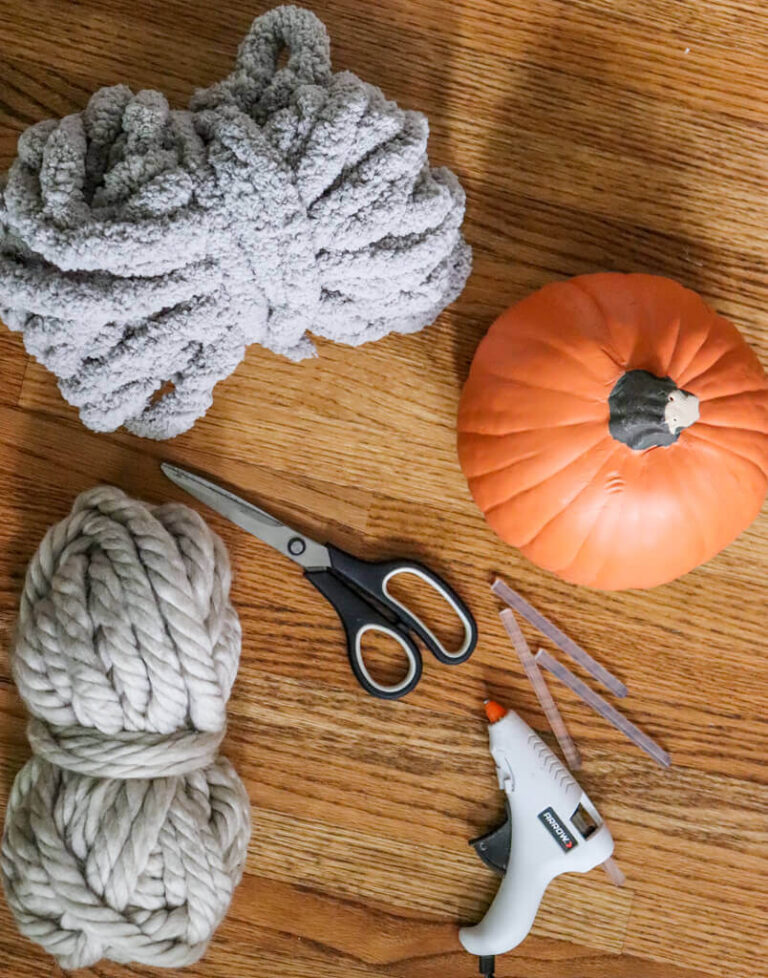 Easy DIY Chunky Knit Yarn Covered Pumpkins to Make Noting Grace