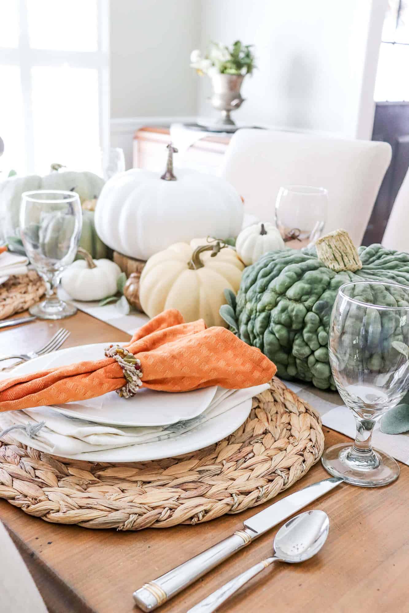 fall place setting with hints of orange