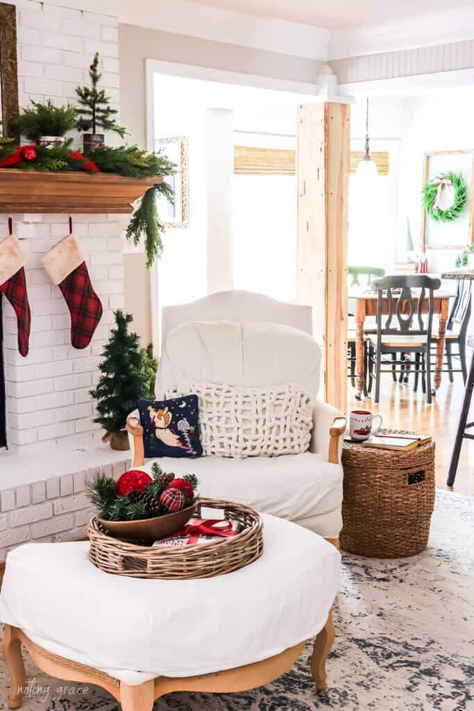Pops of Red Christmas Mantel - Noting Grace