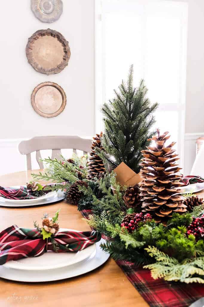 Red Tartan Christmas Dining Table - Noting Grace