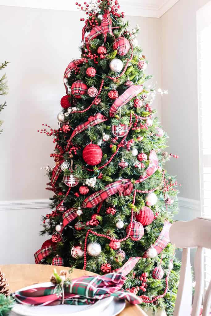 tartan plaid decorated Christmas tree