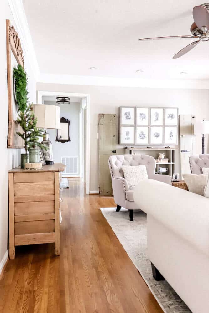 long hallway to create casual living room arrangement