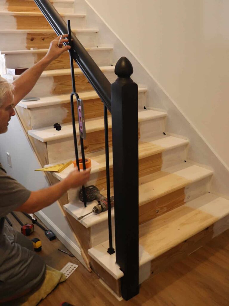 Basement DIY Remodel Progress and How to Install Iron balusters