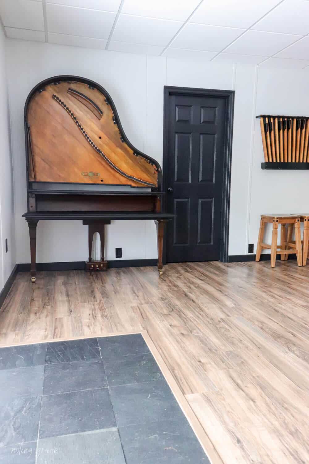 vintage piano turned into a desk