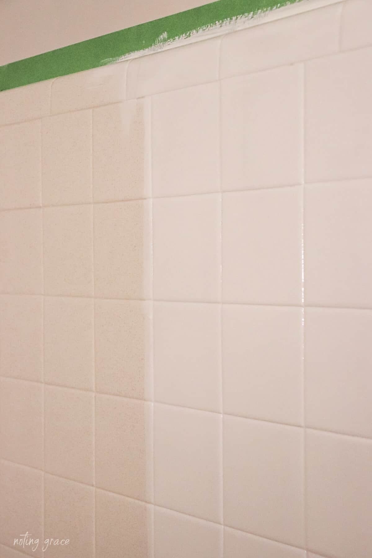 Wall tile half painted white