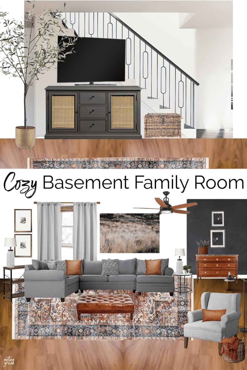 Cozy Basement Family Room Mood Board