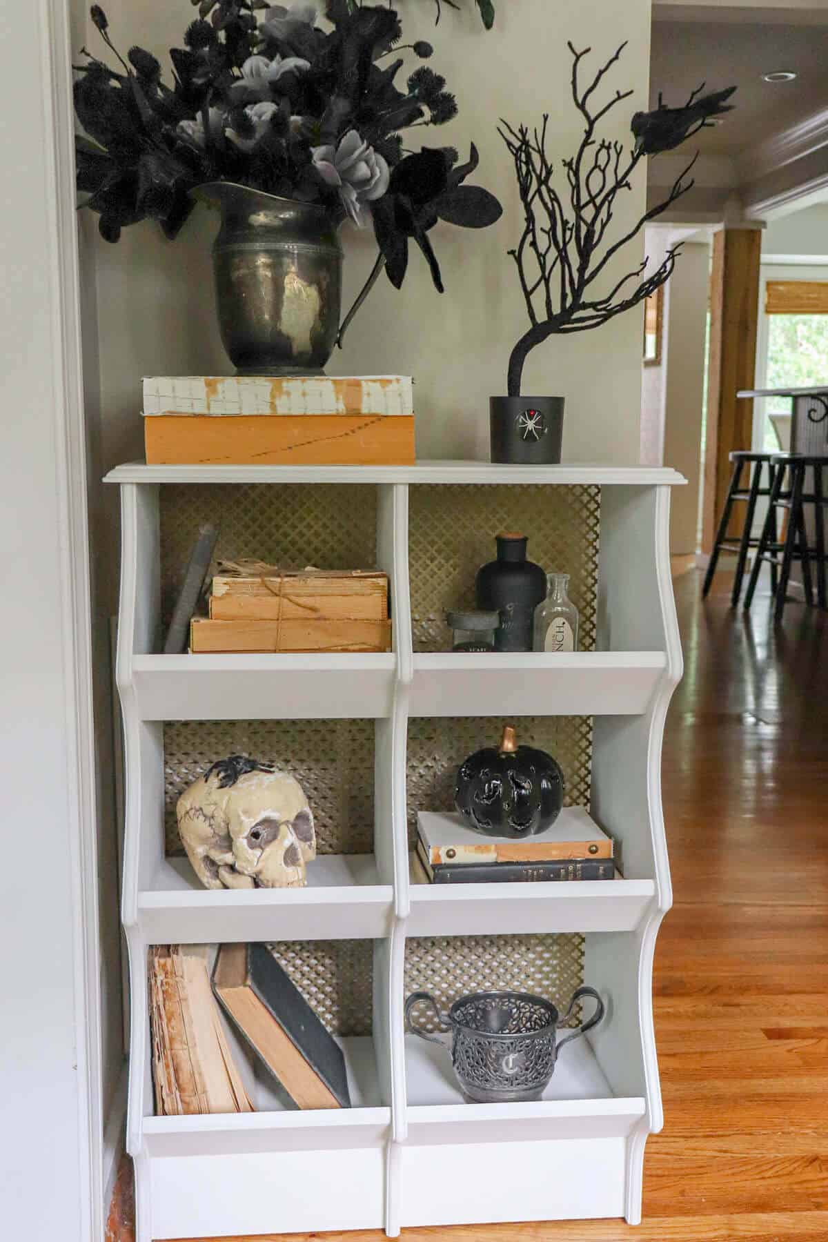 Entryway to home decorated for halloween