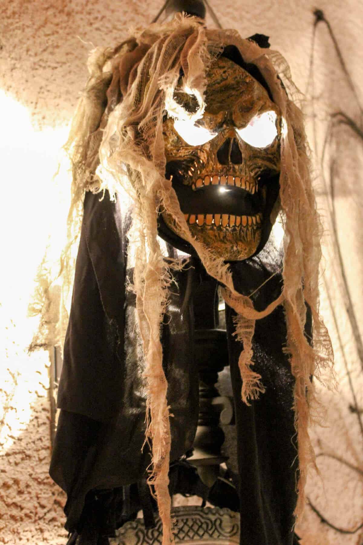halloween mask covering exterior light