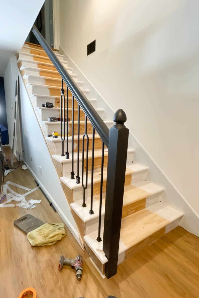 Basement DIY Remodel Progress and How to Install Iron balusters