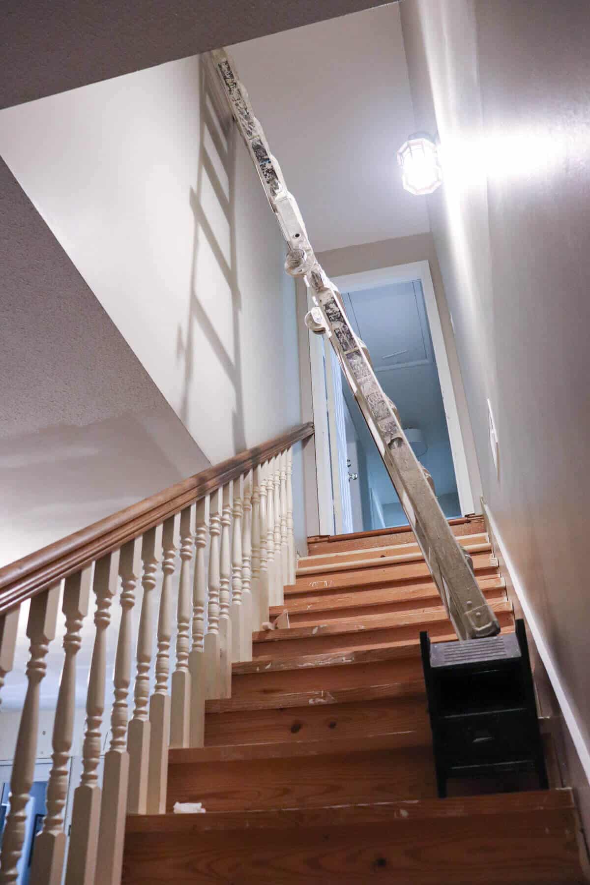 ladder on stairway for painting