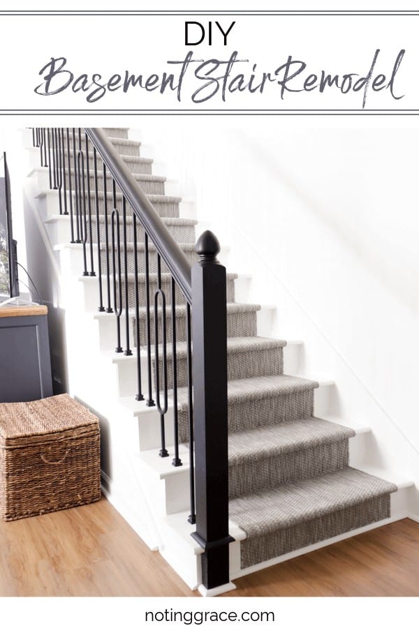 DIY Basement Stair Remodel and How to install an indoor outdoor carpet runner
