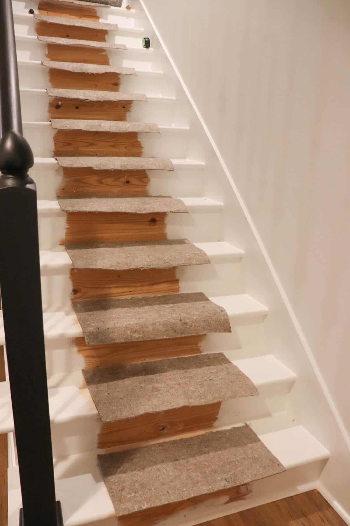 stairs with carpet pad installed