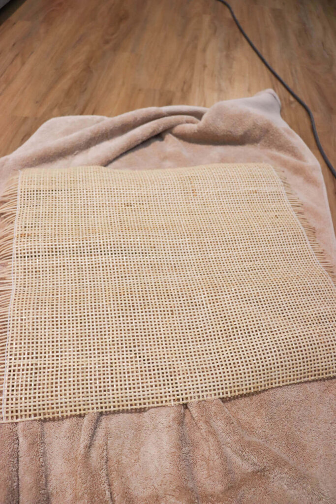 caning drying on a towel