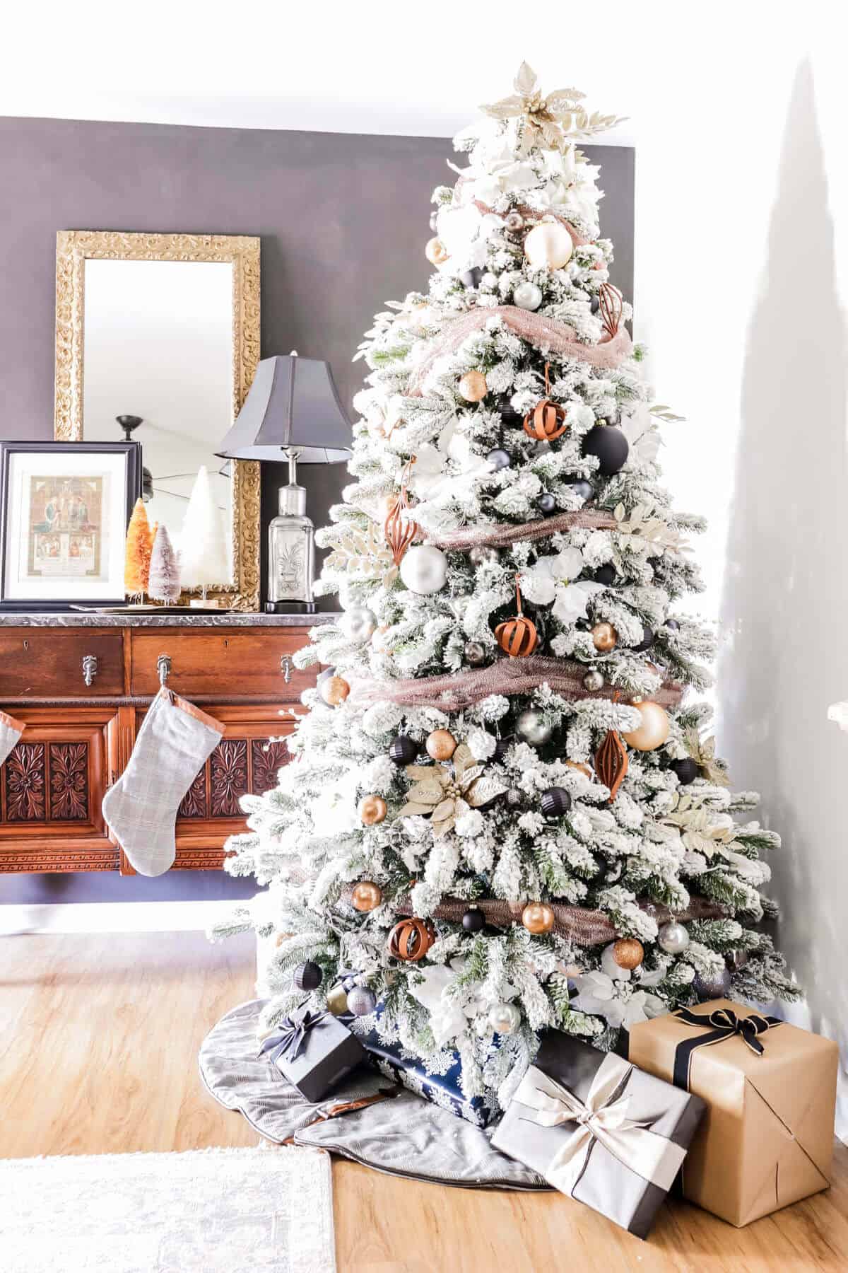 white and gray christmas tree