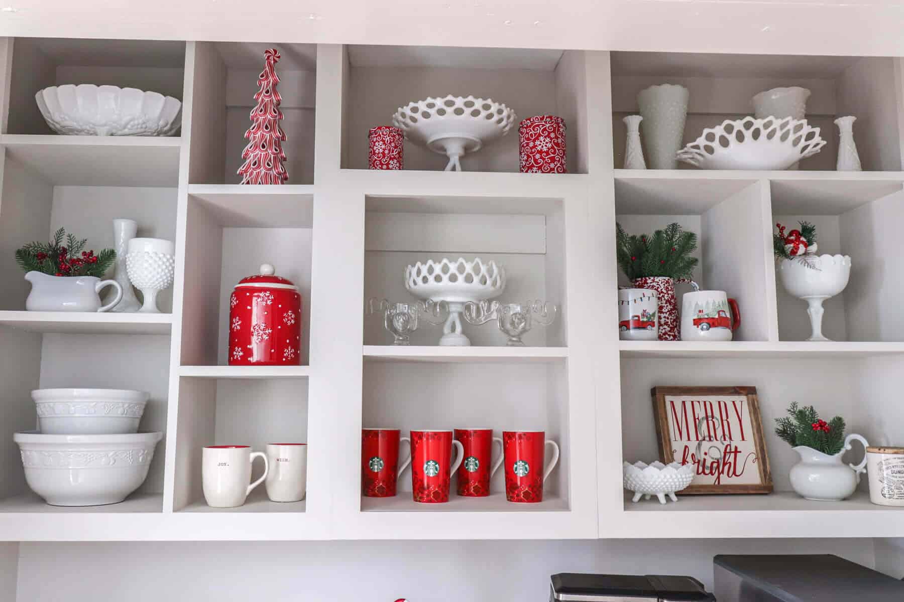Holiday butlers pantry decorated for Christmas