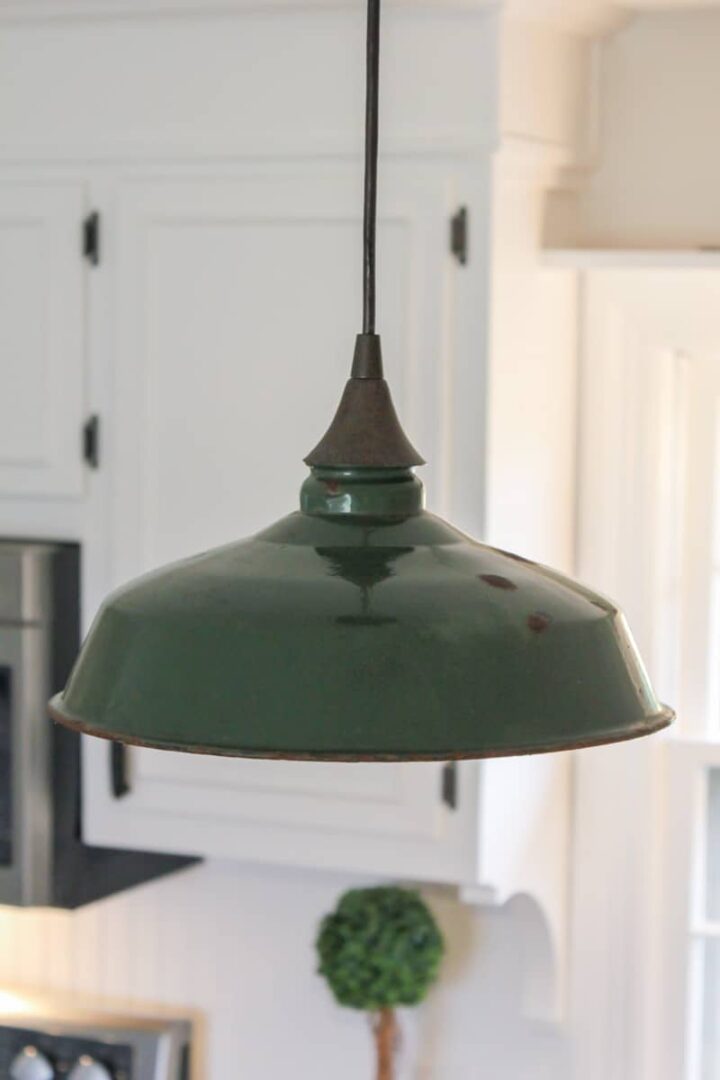 vintage green metal enamel light shade