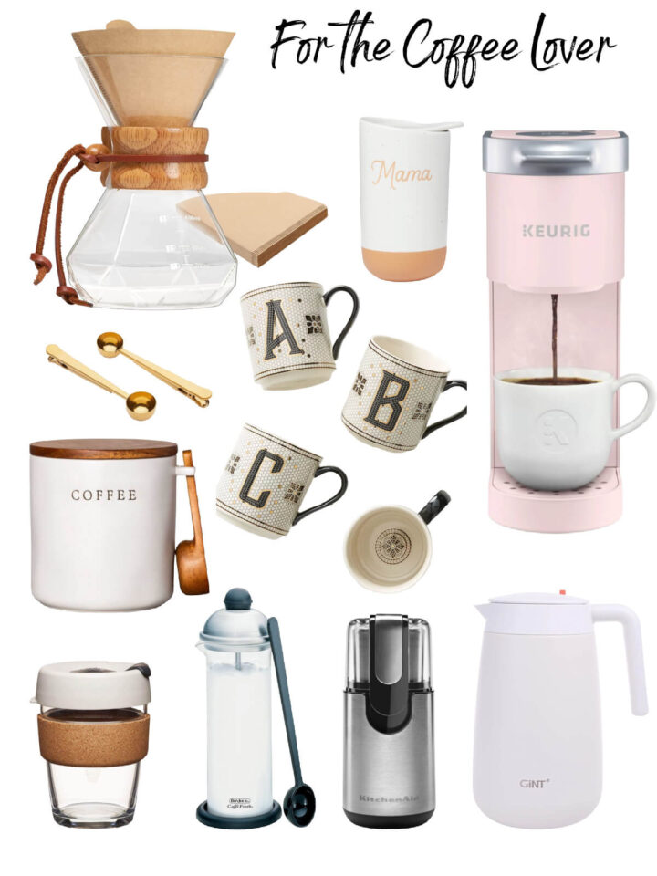 collage of gift ideas for Mother's Day for coffee loving moms