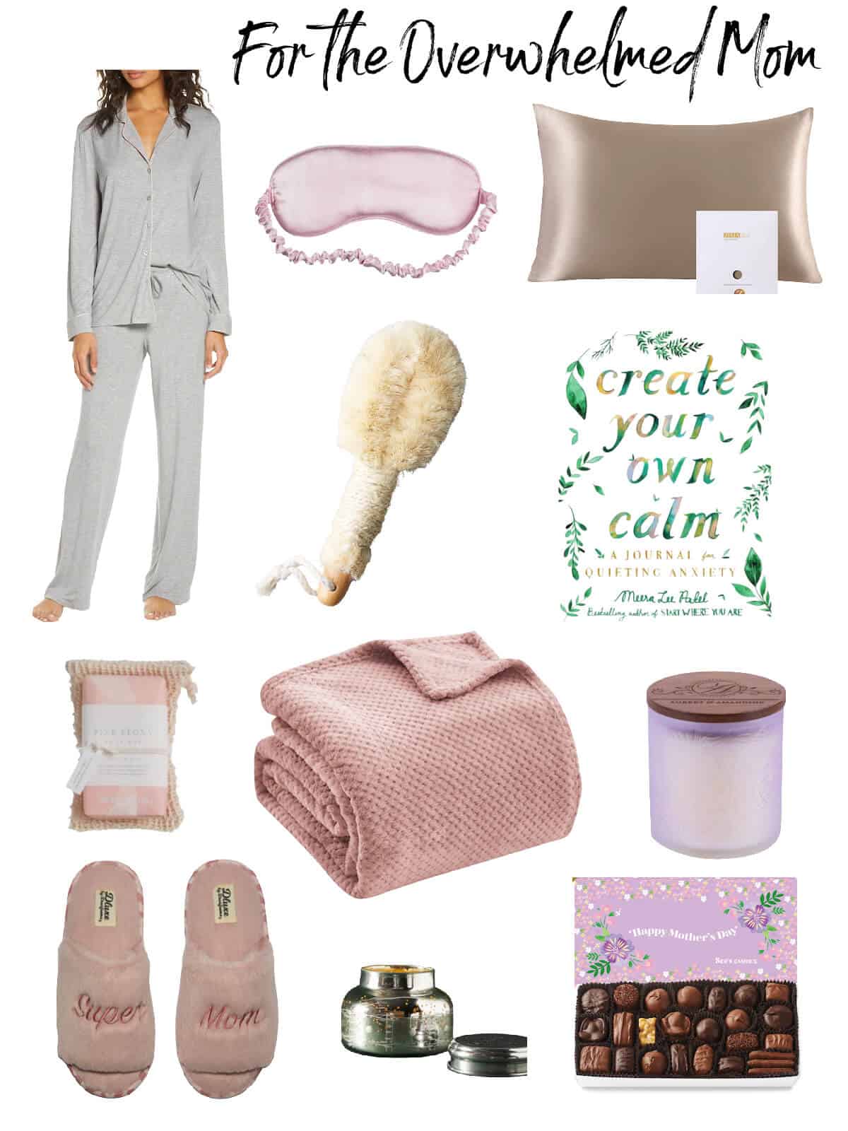 collage of gifts for the overwhelmed mom