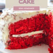 red velvet cake sliced to show red center