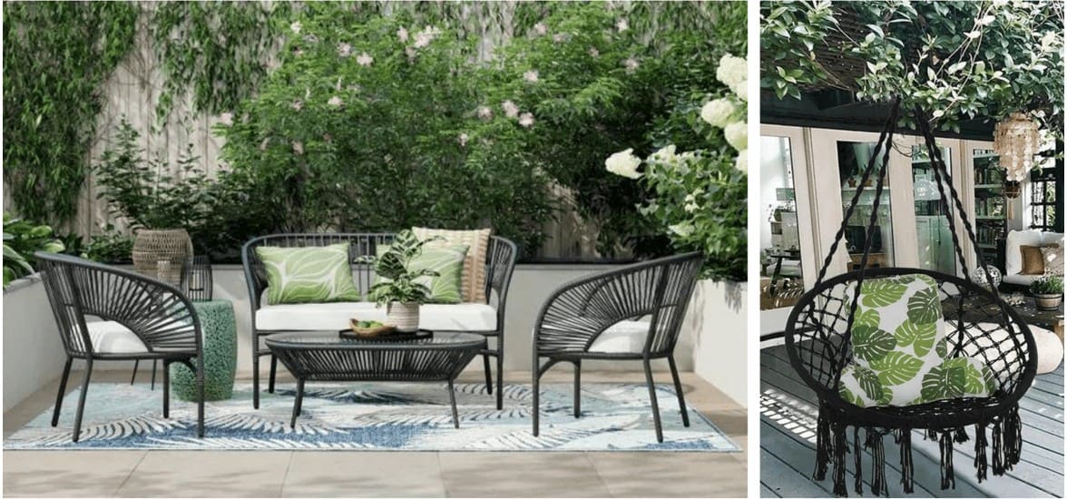 collage of outdoor furniture ideas from Wayfair