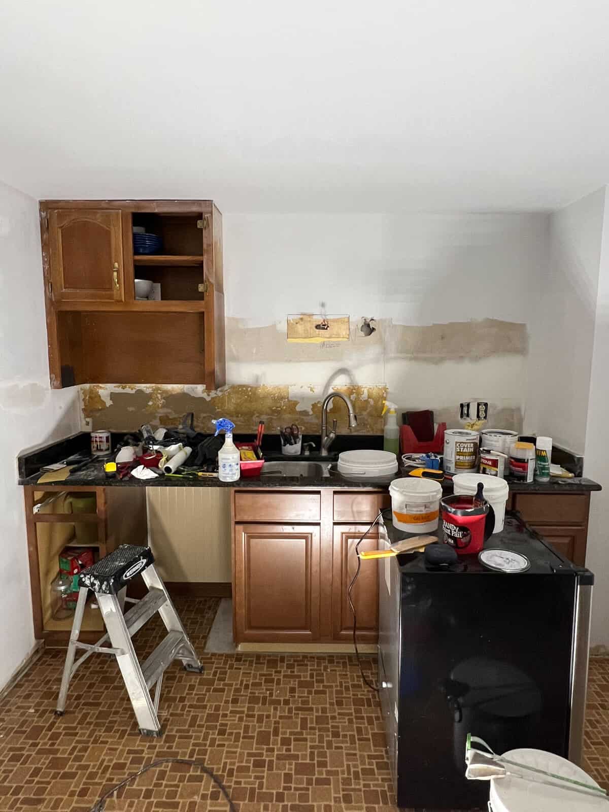  basement kitchenette remodel in progress