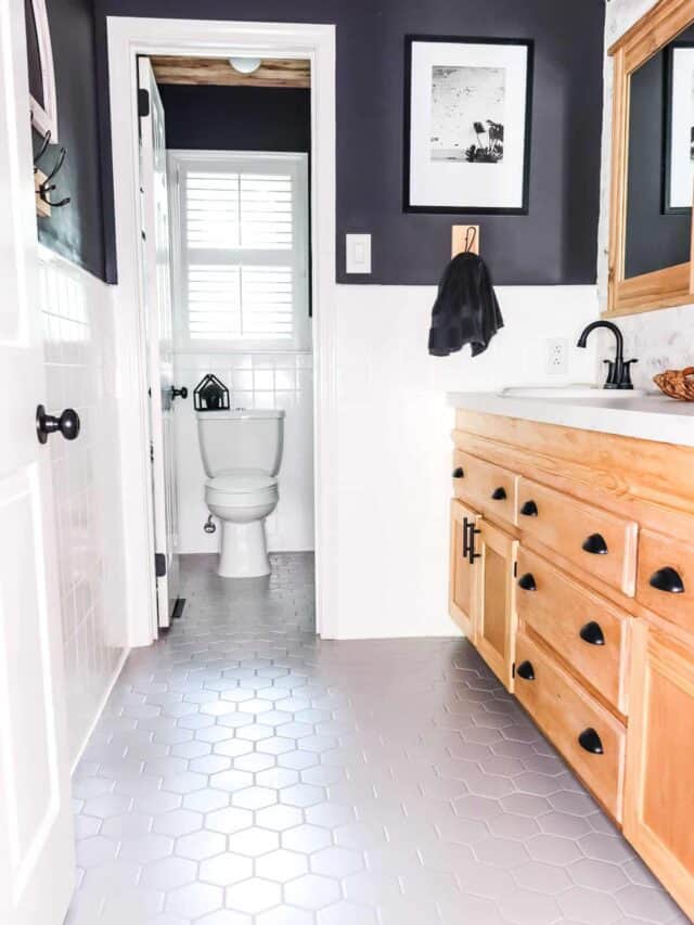 How we Changed our Bathroom Tile for $150 bucks